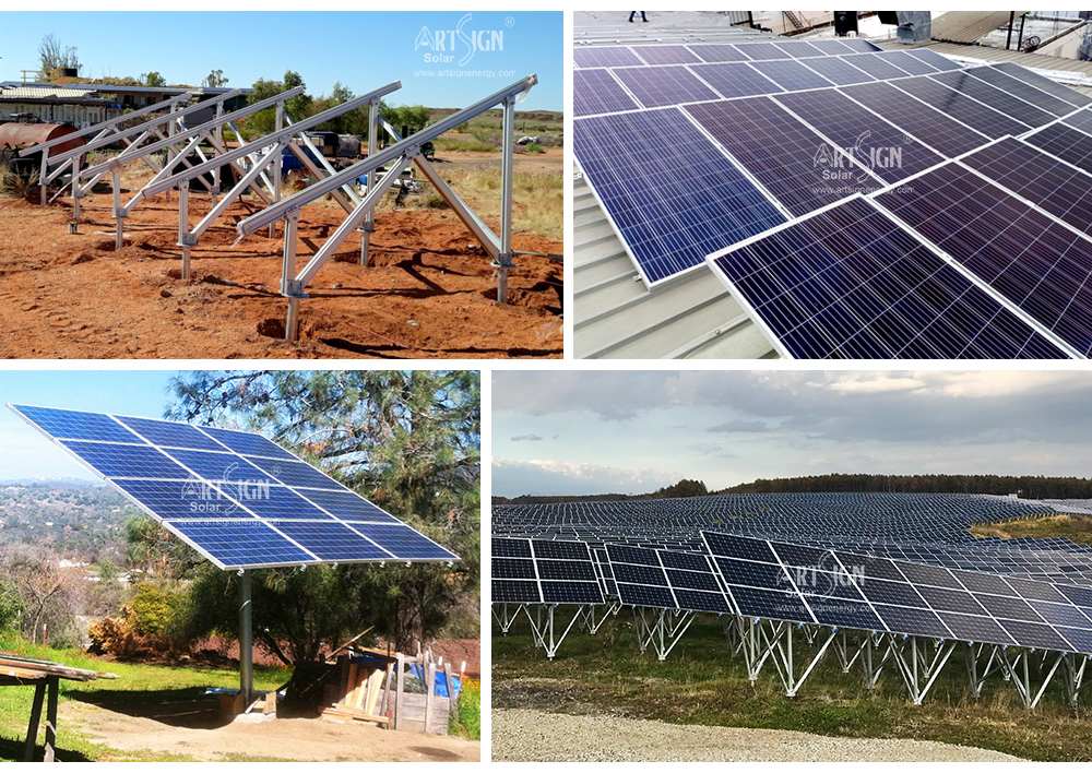 aluminum and steel solar structure of Ground mounting system and Roof mounting system