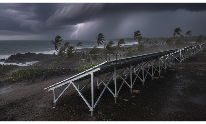 Solar panels systems in typhoon