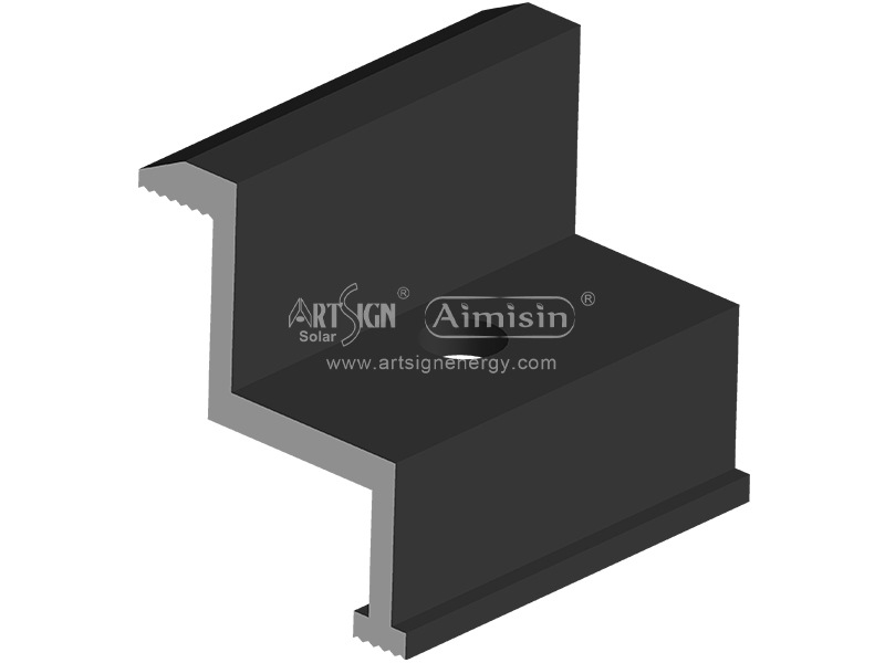 Endklemme für Solarmodule aus eloxiertem schwarzem Aluminium AS-A-EC016-BLK 